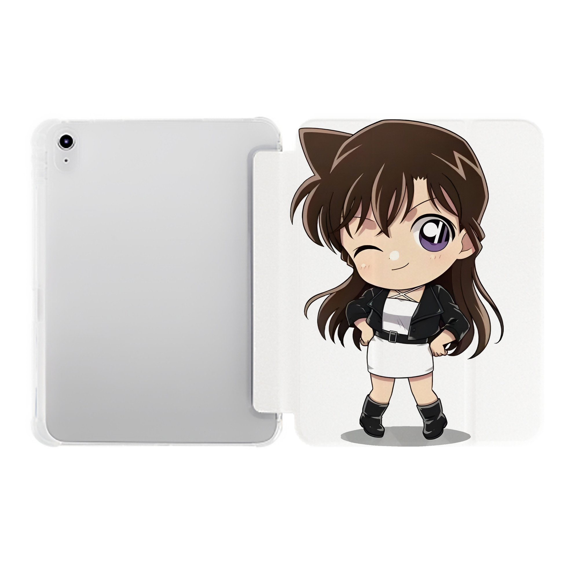 （画像用） 名探偵コナン 毛利 蘭 もうり らん、モーリ ラン Detective Conan Rachel Moore IPad ケース ペン収納付き 三つ折りスタンド PUレザー×シリコン 対応機種9.5/10.5/10.9インチ